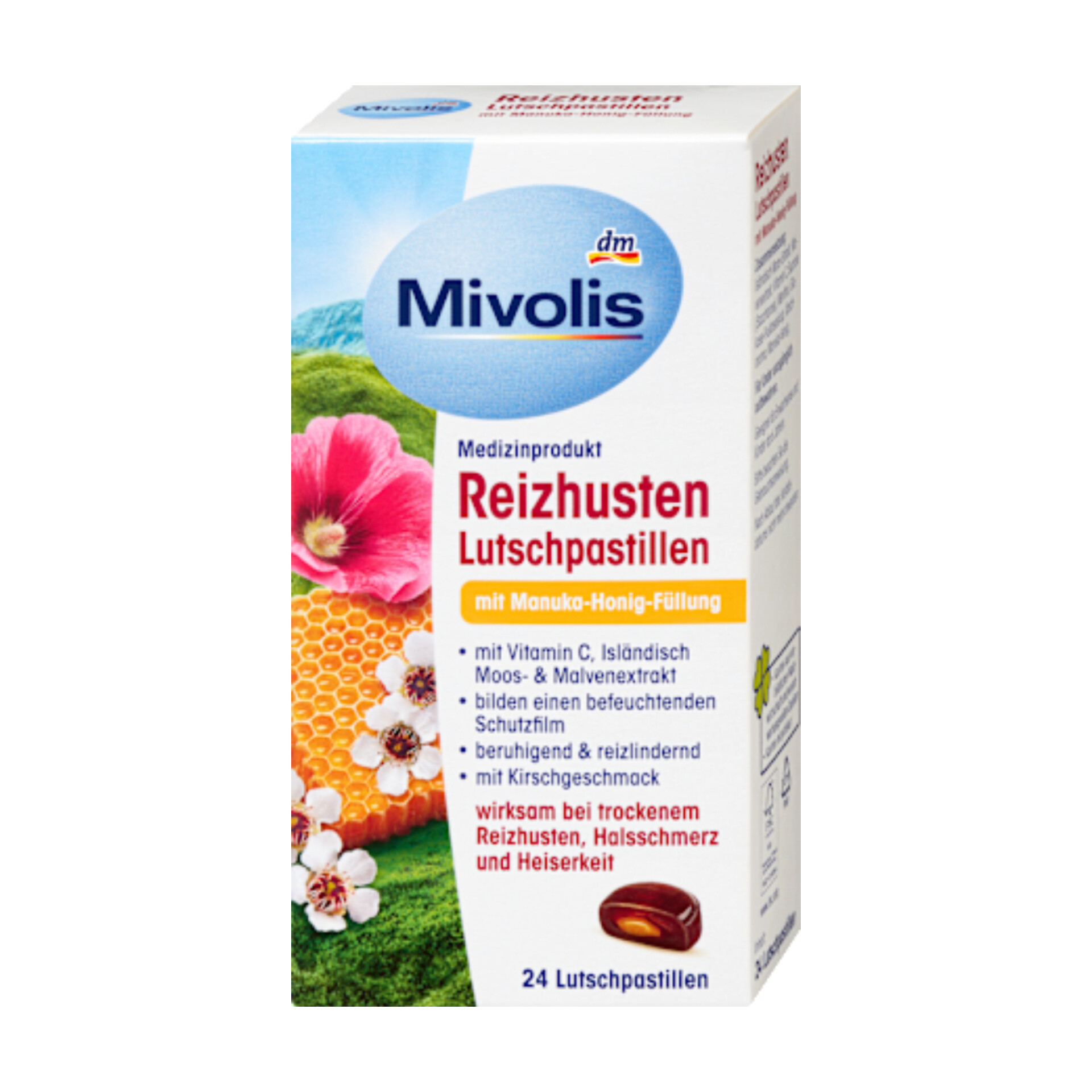 قرص مکیدنی سرفه با طعم عسل مانوکا میولیس-Mivolis آلمان ۲۴ عدد
