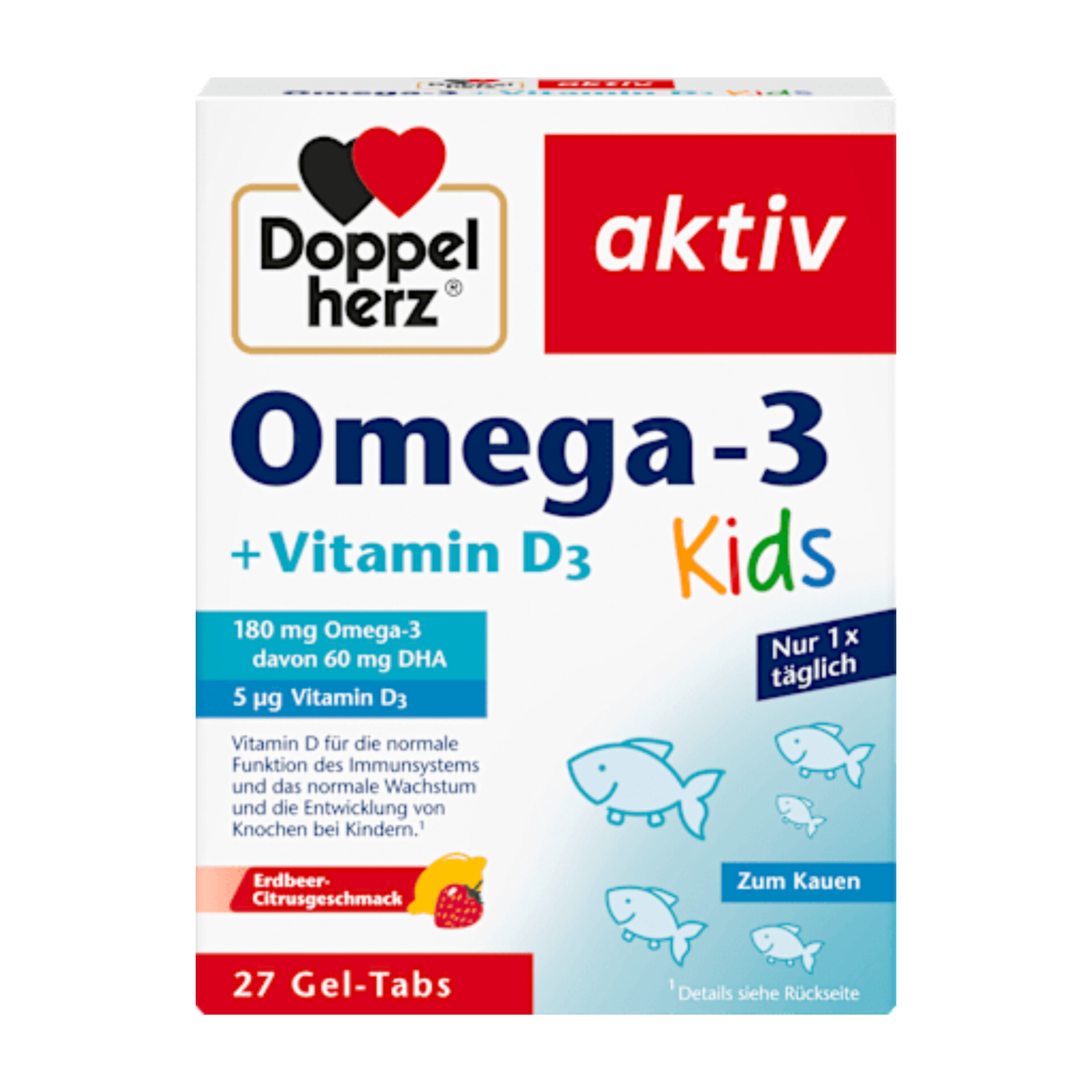 قرص ژل امگا-۳ جویدنی کودکان دوپل هرز-Doppel herz آلمان ۲۷ عدد