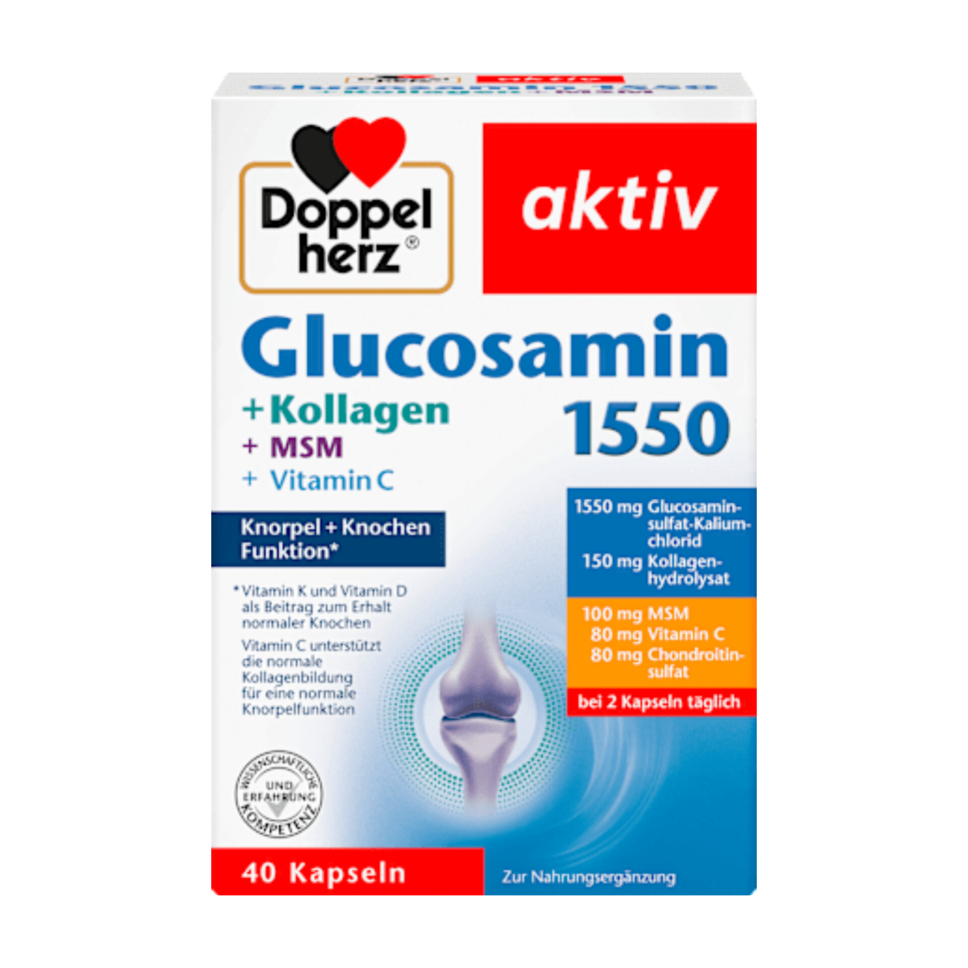 قرص گلوکزامین ۱۵۵۰ دوپل هرز-Doppel herz آلمان ۴۰ عدد