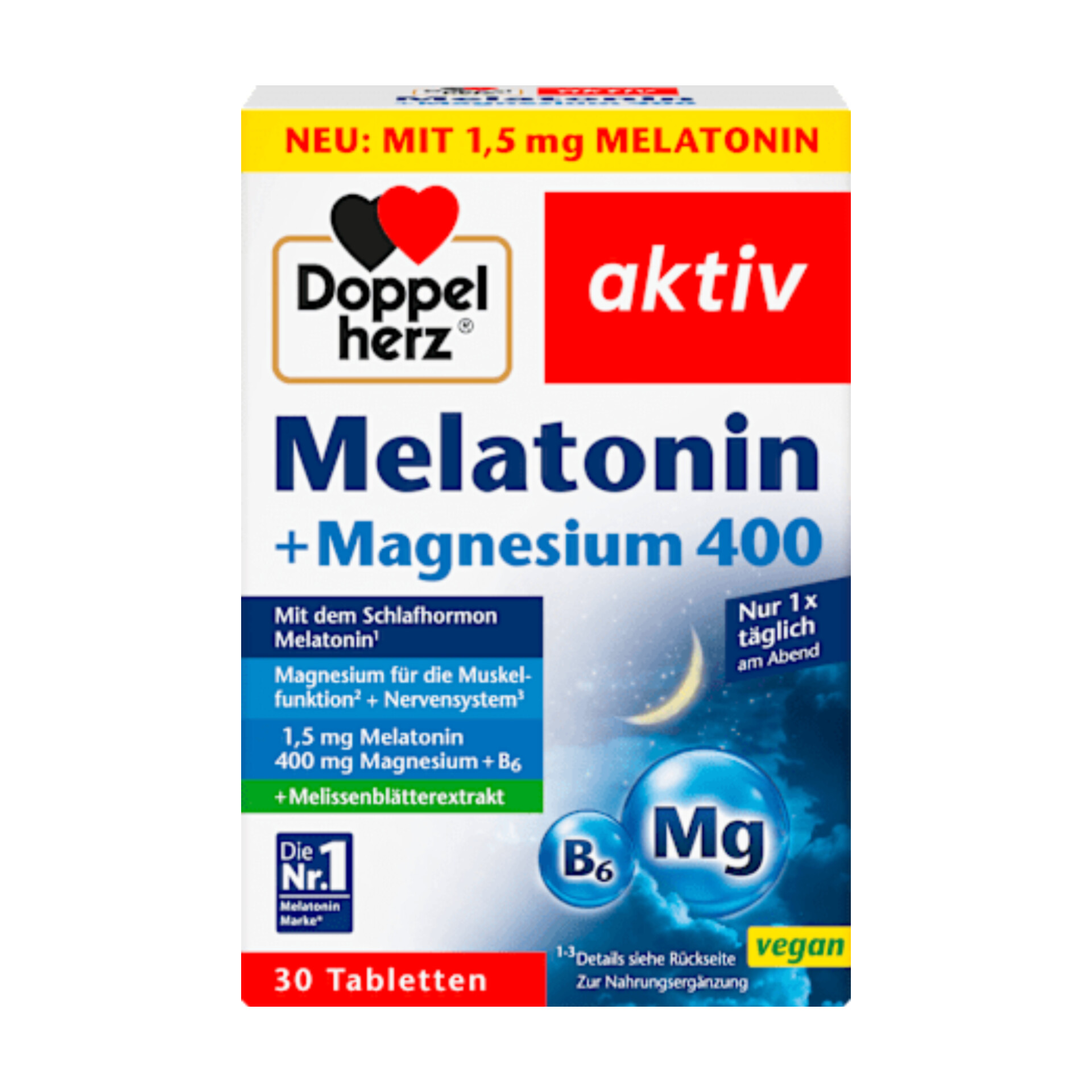 قرص ملاتونین+منیزیم ۴۰۰ دوپل هرز-Doppel herz آلمان ۳۰ عدد