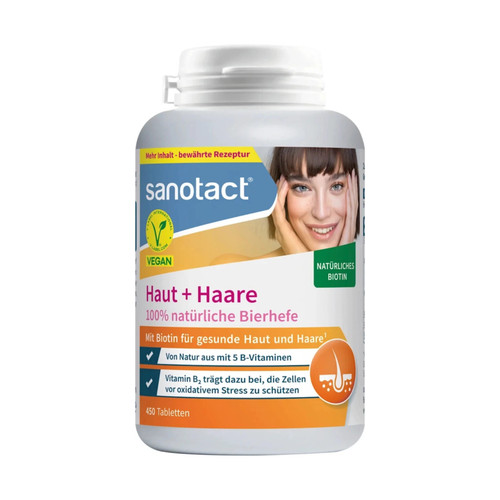 مکمل تقویت مو و ناخن+ بیوتین سانوتکت-sanotact آلمان ۴۵۰ عدد