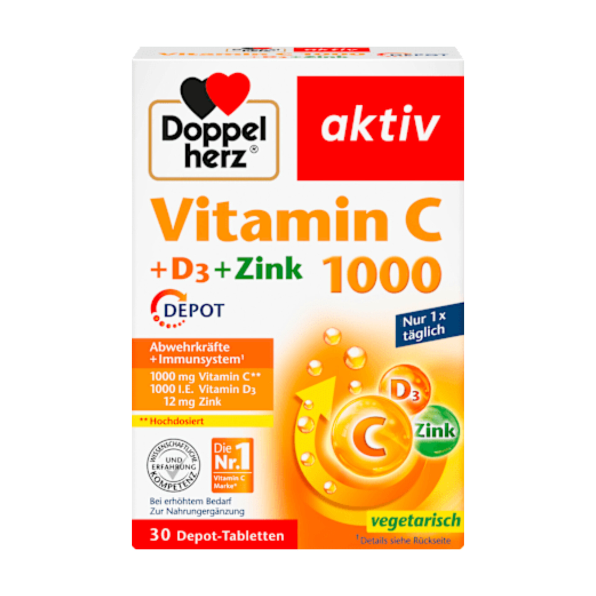 قرص ویتامین C-1000+D3+زینک دوپل هرز-Doppel herz آلمان ۳۰ عدد