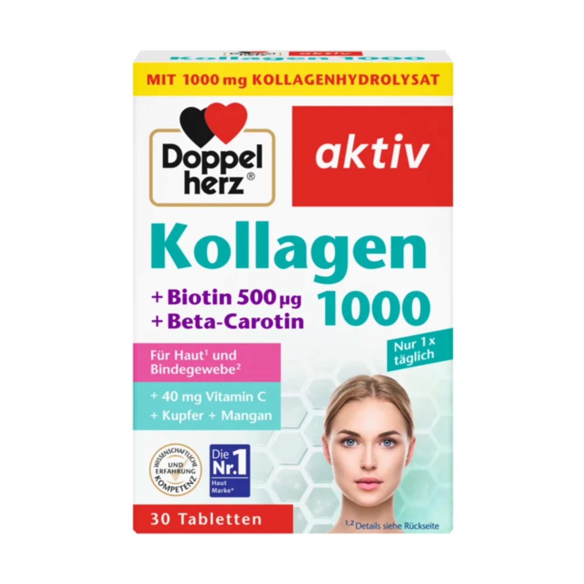 قرص کلاژن ۱۰۰۰+بیوتین+Q10 دوپل هرز-Doppel herz آلمان ۳۰ عدد