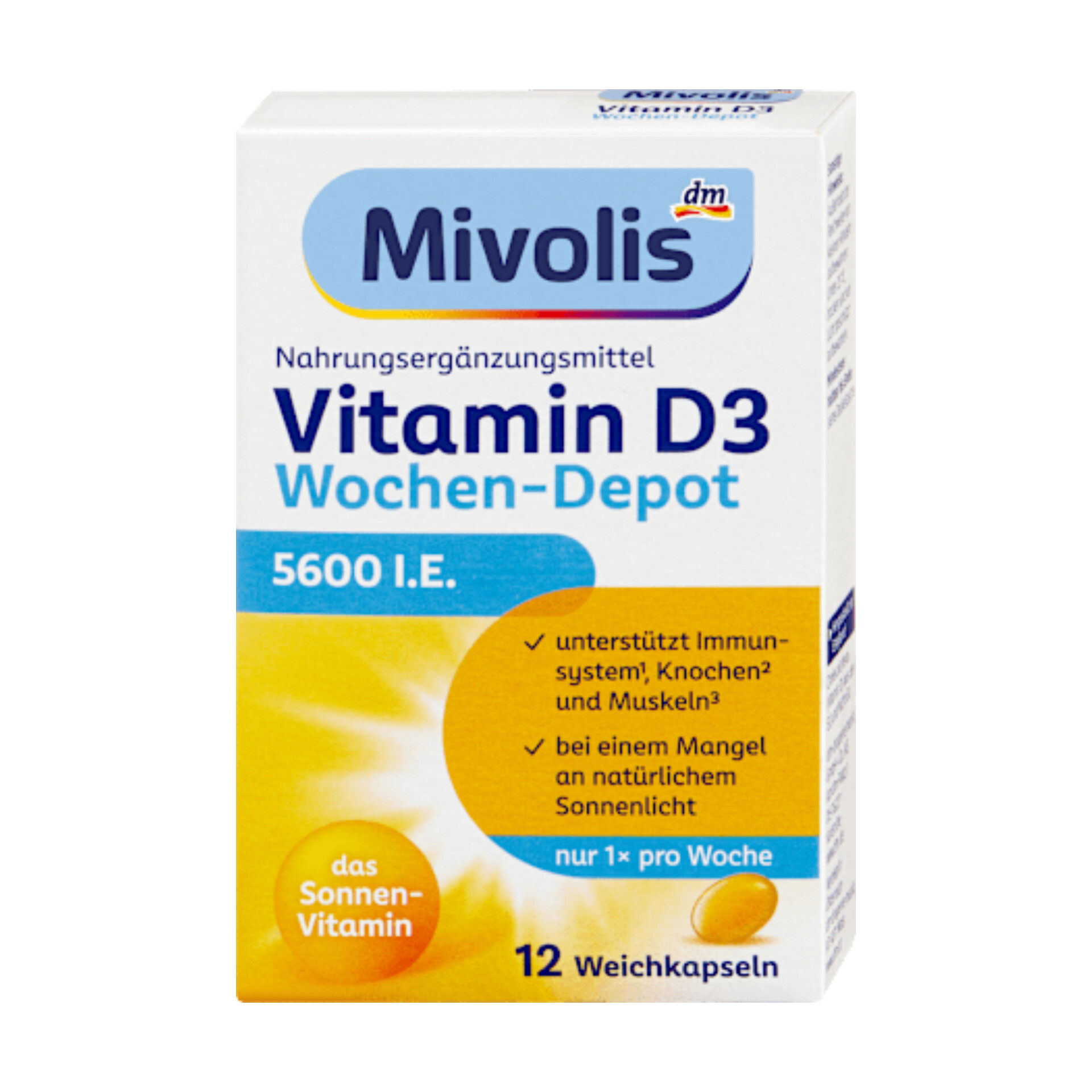 کپسول ویتامین D3-5600 I.E هفتگی میولیس-Mivolis آلمان ۱۲ عدد